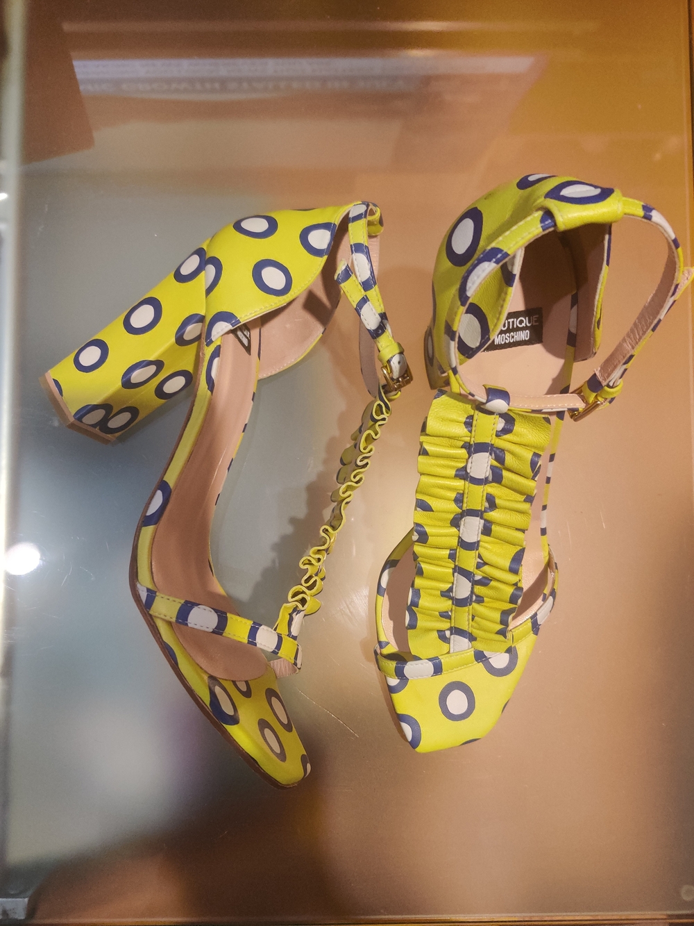 Moschino Polka Dot Block Heel Sandals
